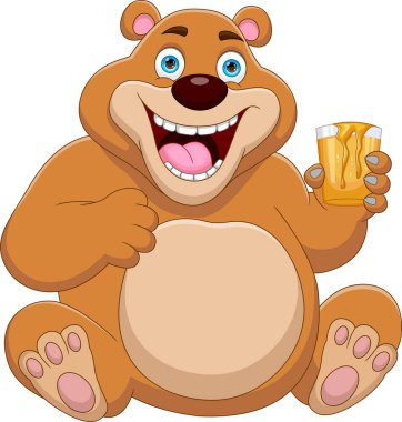 Bardakta bal olan şirin bir ayı.