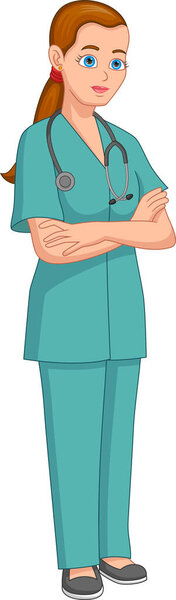female nurse cartoon isolated on white background