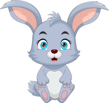 Beyaz arka planda şirin tavşan karikatürü