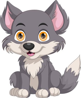 Tatlı çizgi film bebek kurt.