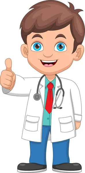 Young Doctor Thumbs Cartoon — Stock Vector