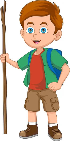 Happy Adventure Boy Cartoon — Stock Vector