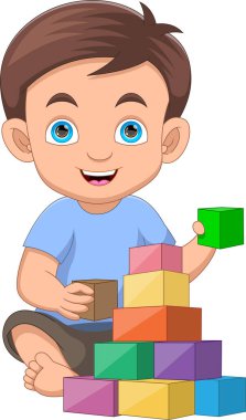 Küçük çocuk bloklarla oynuyor.