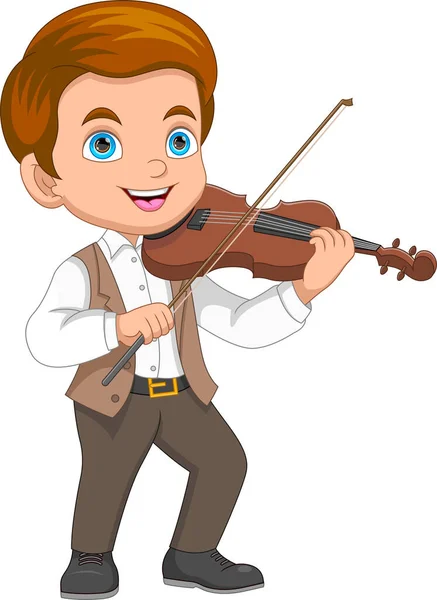 Boy Playing Violin Cartoon — Stock Vector