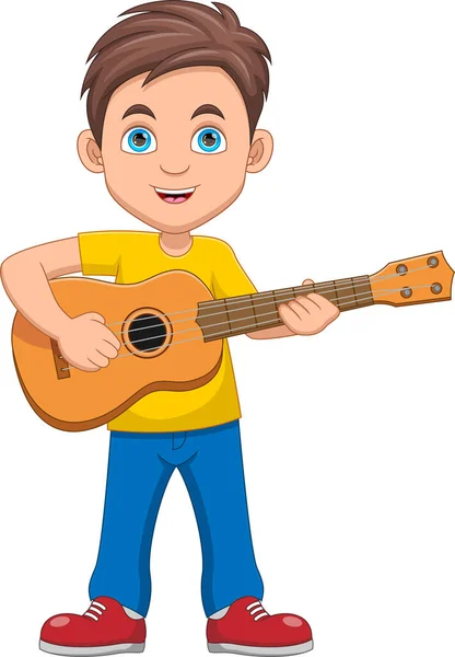 Gitar Çalan Sevimli Çocuk — Stok Vektör