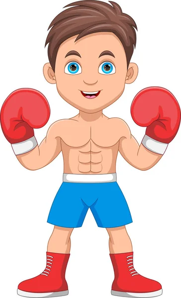 Boxer Băiat Desene Animate Fundal Alb — Vector de stoc