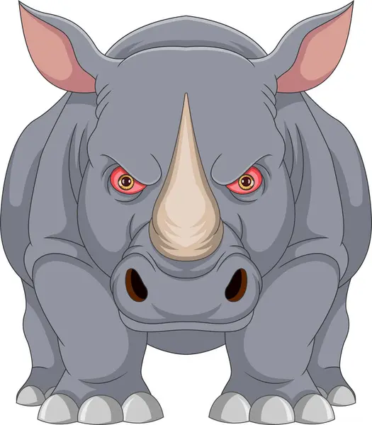 โกรธ Rhino การ นบนพ นหล ขาว ภาพประกอบสต็อก