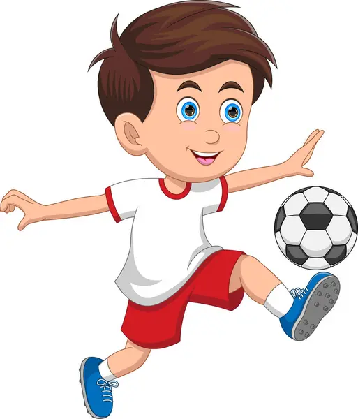 Маленький Хлопчик Грає Футбол Стокова Ілюстрація