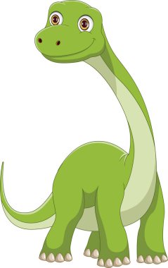Beyaz arka planda sevimli dinozor karikatürü