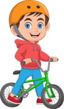 Bisiklet süren küçük çocuk.