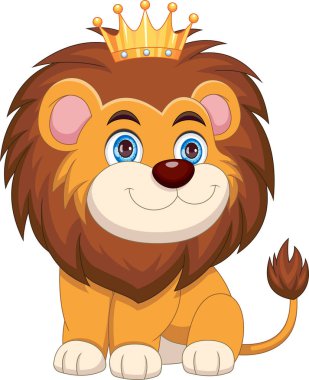 Karikatür bebek aslanı taç takıyor.