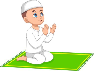 Müslüman çocuk çizgi film dua ediyor.