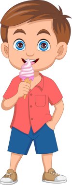 dondurma yerken tatlı küçük çocuk