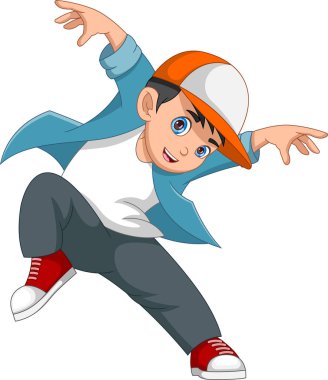 Beyaz arka planda break dans yapan çocuk