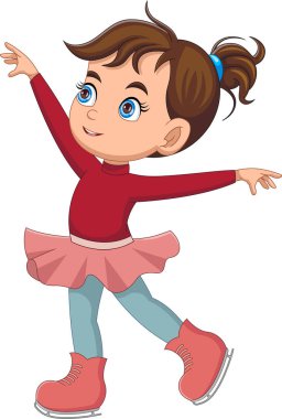 Buz pateni karikatürü oynayan tatlı kız.