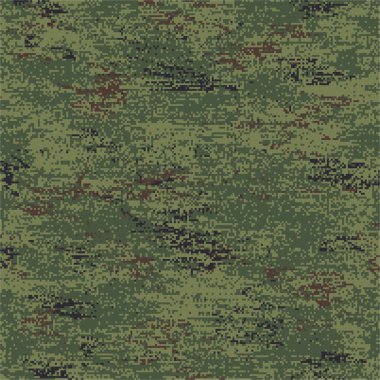 Dijital flora. Seamless modeli küçük piksel siyah, kahverengi ve yeşillik bir soluk yeşil arka plan üzerinde yeşil birleştirilerek kamuflaj.