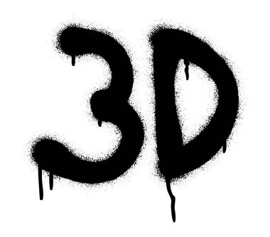 Beyaz üzerine 3 boyutlu graffiti püskürt.