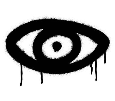 Beyaz üzerine grafiti göz sembolü püskürt.