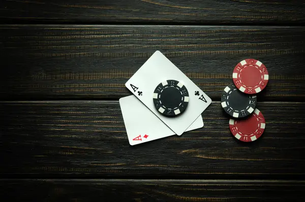 Playing Cards Winning Combination Two Aces Luck Game Poker Depends — Stock Photo, Image