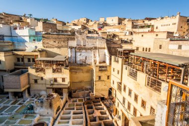 Famous tannery in sunny Fez, Morocco, North Africa