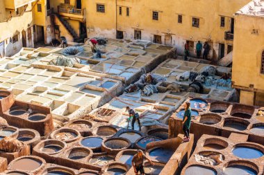 Famous skin tannery in Fes, Morocco, North Africa