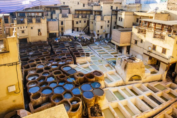 Famous Tannery Sunny Fez Morocco North Africa — Stok fotoğraf