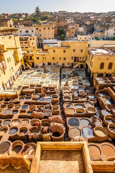 Известный Кожевенный Завод Фес Марокко Северная Африка — стоковое фото