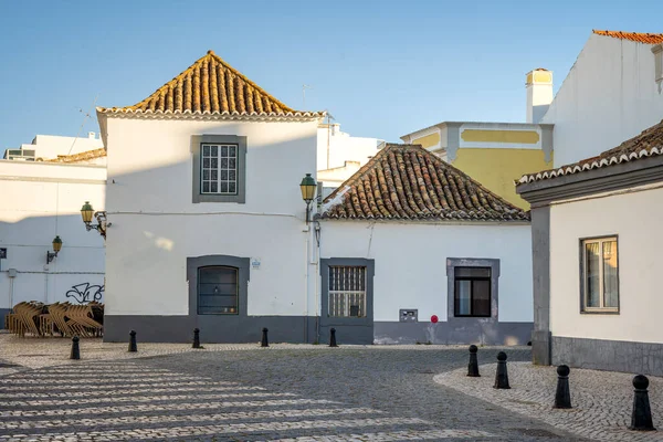 Strada Storica Faro Con Architettura Tradizionale Portoghese Algarve Sud Del — Foto Stock