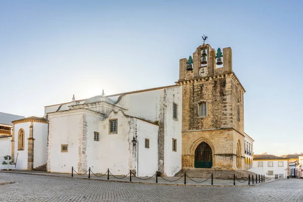 Centro Faro Con Catedral Por Mañana Algarve Portugal — Foto de Stock