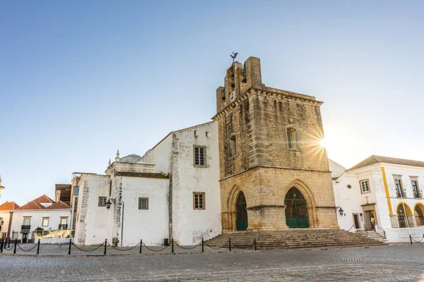 Centro Faro Con Catedral Por Mañana Algarve Portugal —  Fotos de Stock