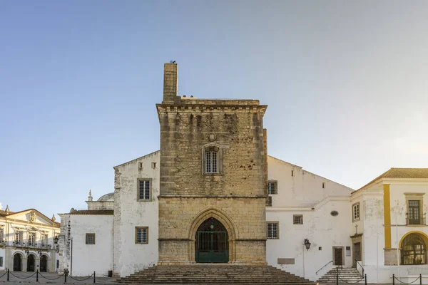 Centrum Van Faro Met Cathedral Ochtend Algarve Portugal — Stockfoto