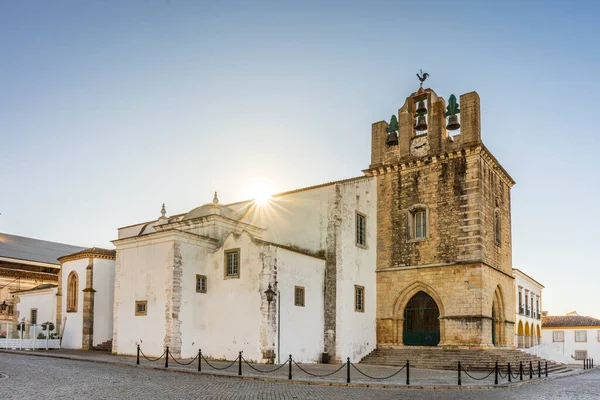 Centro Faro Con Catedral Por Mañana Algarve Portugal — Foto de Stock