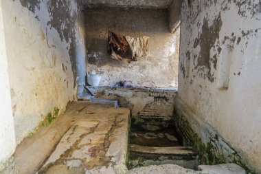 Tetouan, Fas, Kuzey Afrika 'da Deri Boyama Tannery tankları