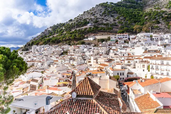 Pueblos Blancos 'un Hava Görüntüsü - Beyaz Köyler, yani Mijas, Malaga Disctrict, İspanya