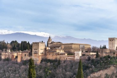 Granada 'daki Alhambra Sarayı' nın Güzel Manzarası İspanya, Avrupa