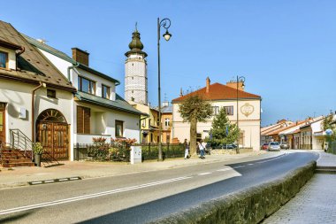 Becz, Polonya - 10 Eylül 2023: eski şehrin bir parçası. Tarihinden dolayı Becz şehri aynı zamanda Karpatların İncisi ya da Küçük Krakow olarak da bilinir..