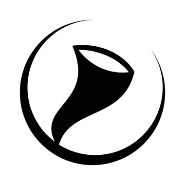 Hava Simgesi - Elementlerin sembolü, bir kasırganın basit ve temiz vektör grafikleri, siyah beyaz dijital illüstrasyon