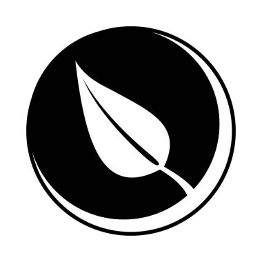 Dünya Simgesi - Elementlerin sembolü, bir yaprağın basit ve temiz vektör grafikleri, siyah ve beyaz dijital illüstrasyon