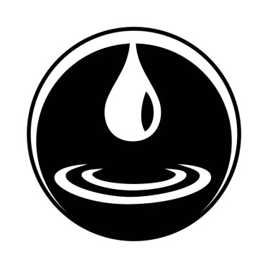 Su Simgesi - Elementlerin sembolü, bir su damlasının basit ve temiz vektör grafikleri, siyah beyaz dijital illüstrasyon