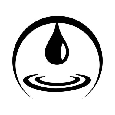 Su Simgesi - Elementlerin sembolü, bir su damlasının basit ve temiz vektör grafikleri, siyah beyaz dijital illüstrasyon