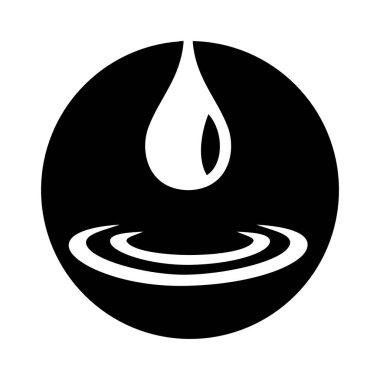 Su Simgesi - Elementlerin sembolü, bir su damlasının basit ve temiz vektör grafikleri, siyah beyaz dijital illüstrasyon