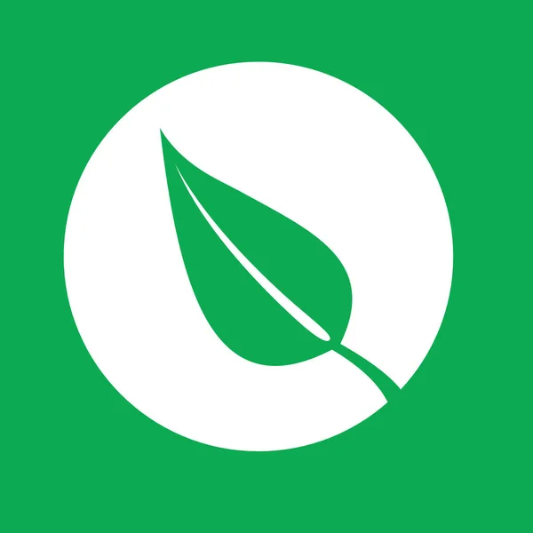 地球のアイコン 要素のシンボル 葉のシンプルできれいなベクトルグラフィック 白と緑のデジタルイラスト — ストックベクタ