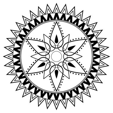 Karmaşık, dekoratif süs tasarımı - Geometrik vektör deseni, Zentangle tarzı siyah ve beyaz illüstrasyon