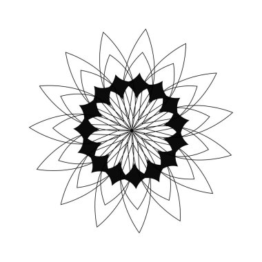 Karmaşık, dekoratif süs tasarımı - Geometrik vektör deseni, Zentangle tarzı siyah ve beyaz illüstrasyon