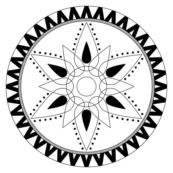 Design Ornamento Intricado Decorativo Padrão Vetorial Geométrico Ilustração Preto Branco — Vetor de Stock