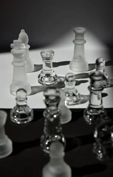 King, Queen, Bishop, Knight, Rook and Pawns - Glass Chess Pieces in ...