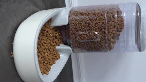 Close Automatic Pet Feeder Dispenser Full Dry Kibble Cat Dog — Video