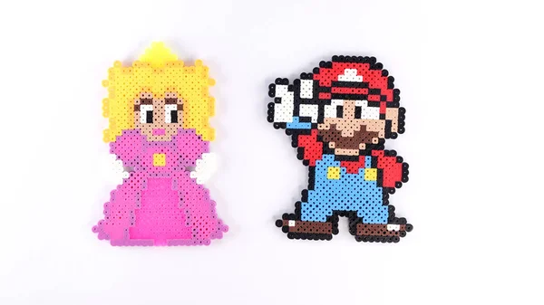 Popular Juguete Plástico Bits Super Mario Princess Peach Sobre Fondo — Foto de Stock