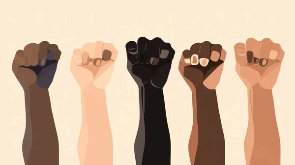 African American People Raised Fists Air Juneteenth Freedom Day Celebration — Stock Photo, Image