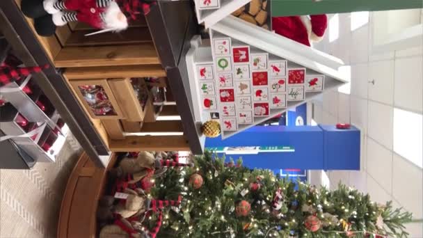 Noel Tatil Hediyeleri Satan Dükkanlar Dekorasyonlar Noel Alışverişi Başlıyor Mağazada — Stok video